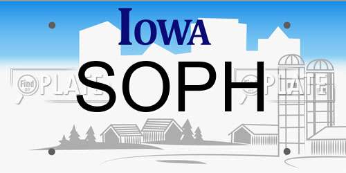 SOPH Iowa License Plate