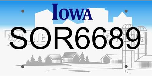 SOR6689 Iowa License Plate