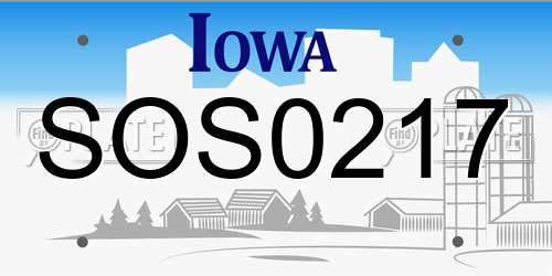 SOS0217 Iowa License Plate