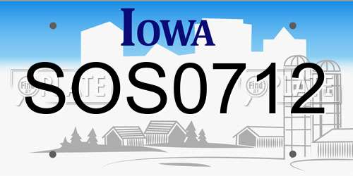 SOS0712 Iowa License Plate