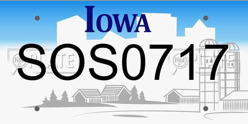 SOS0717 Iowa License Plate