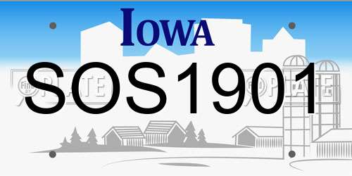 SOS1901 Iowa License Plate