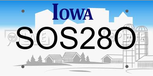 SOS28O Iowa License Plate