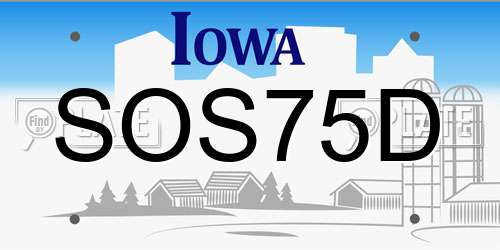 SOS75D Iowa License Plate
