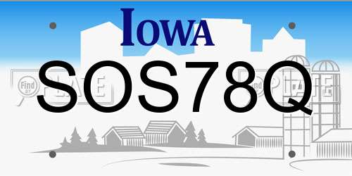 SOS78Q Iowa License Plate