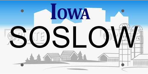 SOSLOW Iowa License Plate
