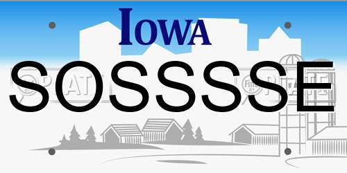 SOSSSSE Iowa License Plate