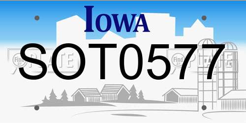 SOT0577 Iowa License Plate