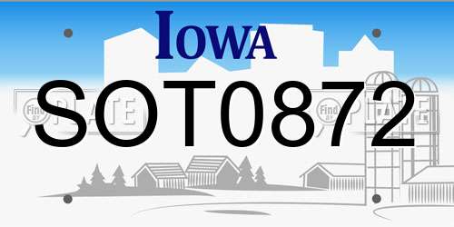 SOT0872 Iowa License Plate