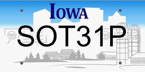 SOT31P Iowa License Plate