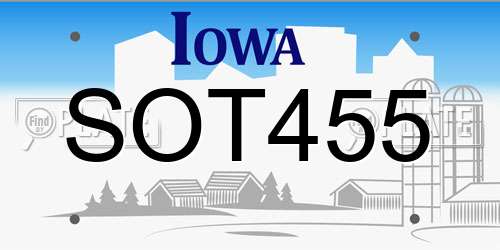 SOT455 Iowa License Plate