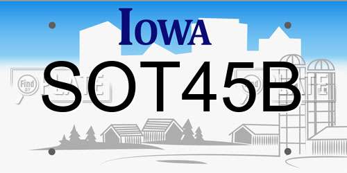 SOT45B Iowa License Plate