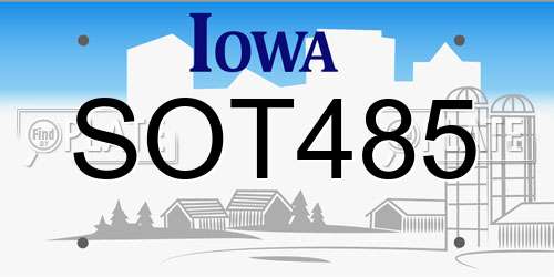 SOT485 Iowa License Plate