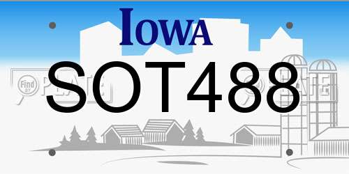 SOT488 Iowa License Plate