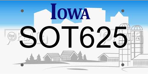 SOT625 Iowa License Plate