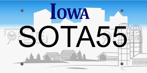 SOTA55 Iowa License Plate