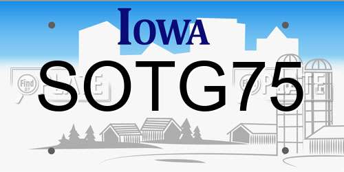 SOTG75 Iowa License Plate