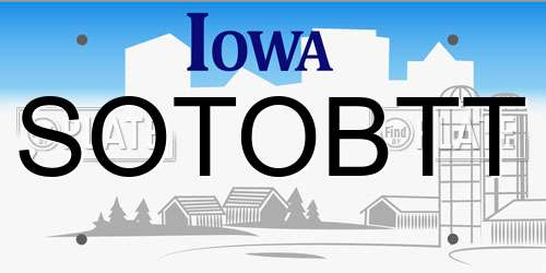 SOTOBTT Iowa License Plate