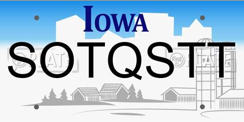 SOTQSTT Iowa License Plate