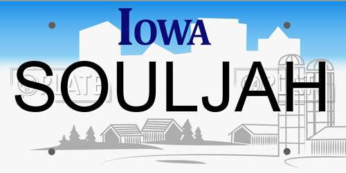 SOULJAH Iowa License Plate