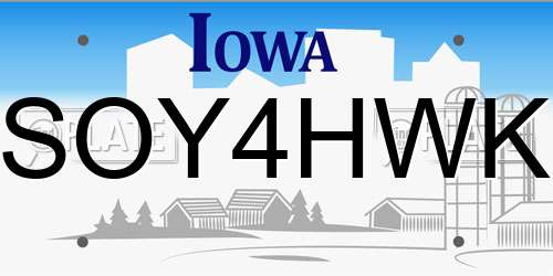 SOY4HWK Iowa License Plate