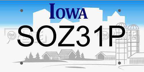 SOZ31P Iowa License Plate