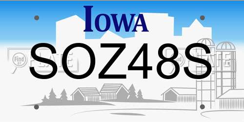 SOZ48S Iowa License Plate