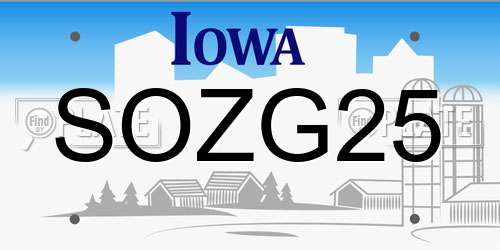 SOZG25 Iowa License Plate