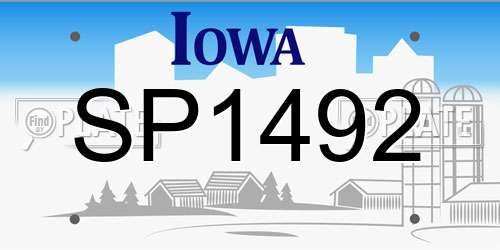 SP1492 Iowa License Plate