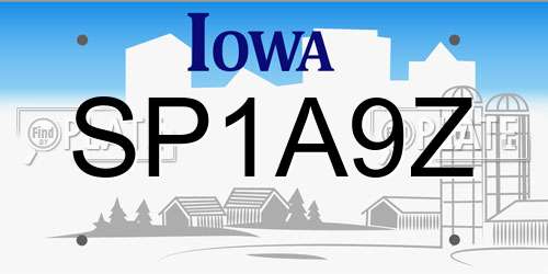 SP1A9Z Iowa License Plate