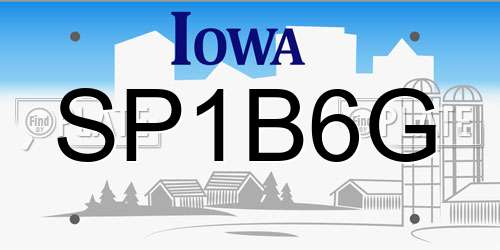 SP1B6G Iowa License Plate