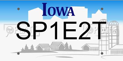 SP1E2T Iowa License Plate