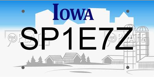 SP1E7Z Iowa License Plate