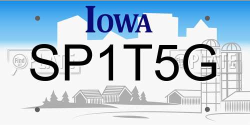 SP1T5G Iowa License Plate