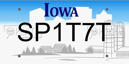 SP1T7T Iowa License Plate