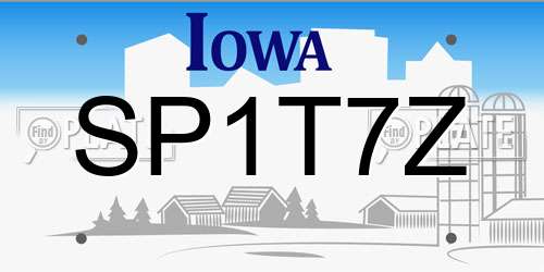 SP1T7Z Iowa License Plate