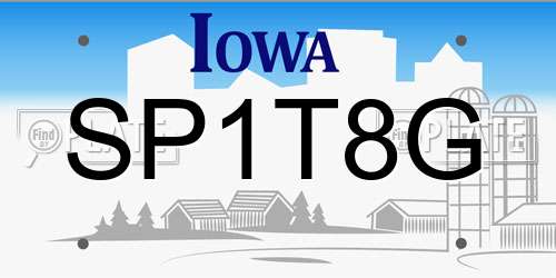 SP1T8G Iowa License Plate