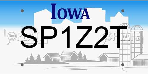 SP1Z2T Iowa License Plate