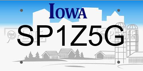 SP1Z5G Iowa License Plate