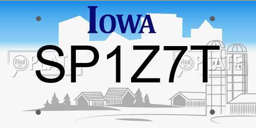 SP1Z7T Iowa License Plate