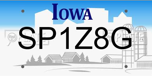 SP1Z8G Iowa License Plate