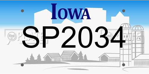 SP2034 Iowa License Plate