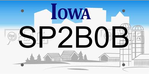 SP2B0B Iowa License Plate