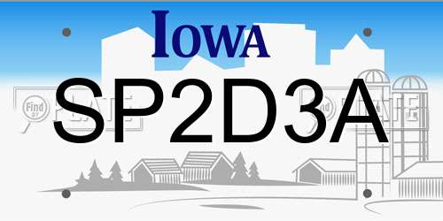 SP2D3A Iowa License Plate