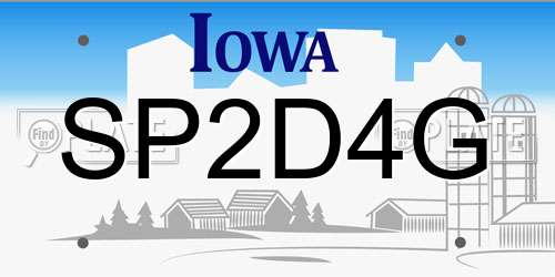 SP2D4G Iowa License Plate