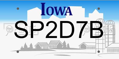 SP2D7B Iowa License Plate