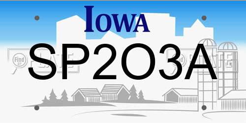 SP2O3A Iowa License Plate