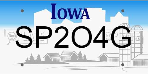 SP2O4G Iowa License Plate