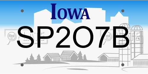 SP2O7B Iowa License Plate
