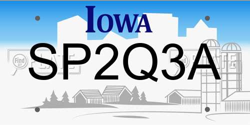 SP2Q3A Iowa License Plate
